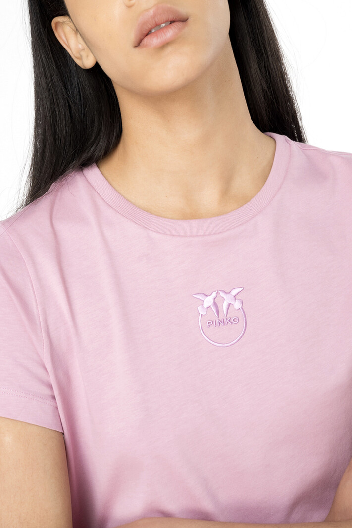 PINKO Pinko tshirt with logo in on chest embroidered pink