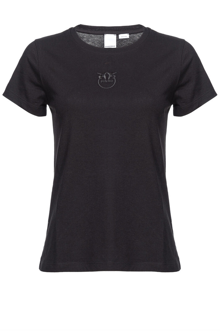 PINKO Pinko tshirt V neck with black logo Pink