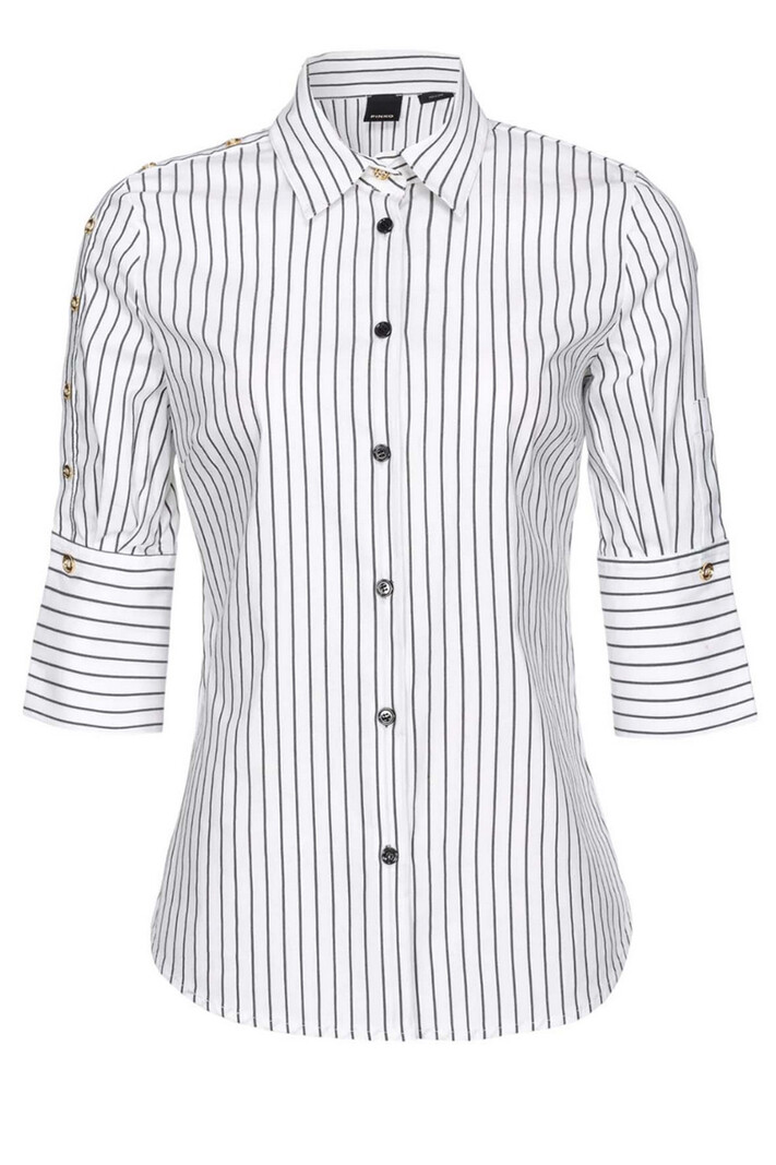 PINKO Pinko pieced blouse with gold buttons with Black stripe White