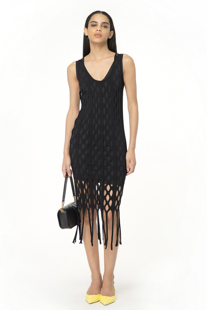 PINKO Pinko mini dress with mesh effect and frills Black