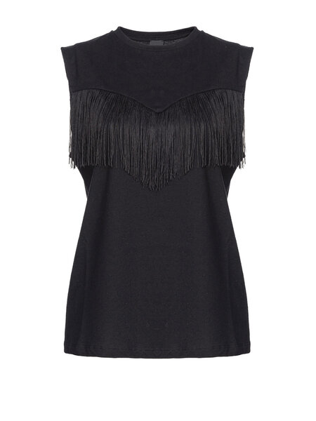 PINKO Pinko sleeveless tshirt with fringes Black