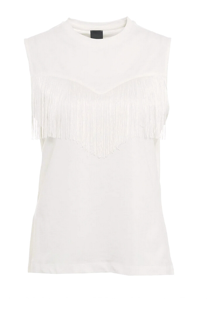 PINKO Pinko sleeveless tshirt with fringes White