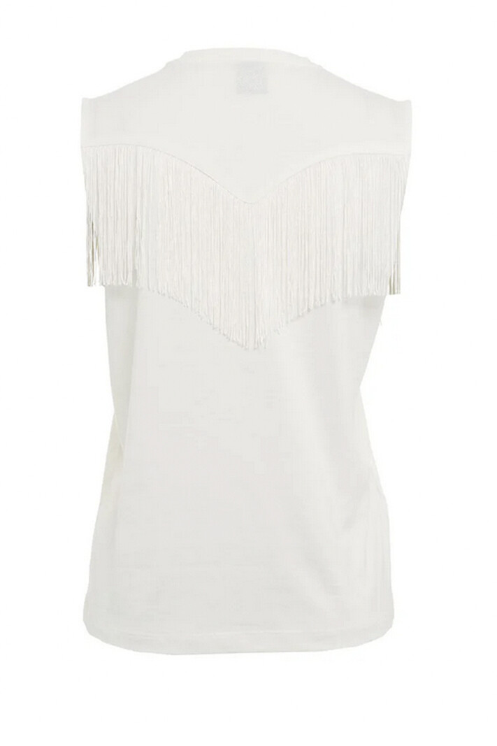 PINKO Pinko sleeveless tshirt with fringes White