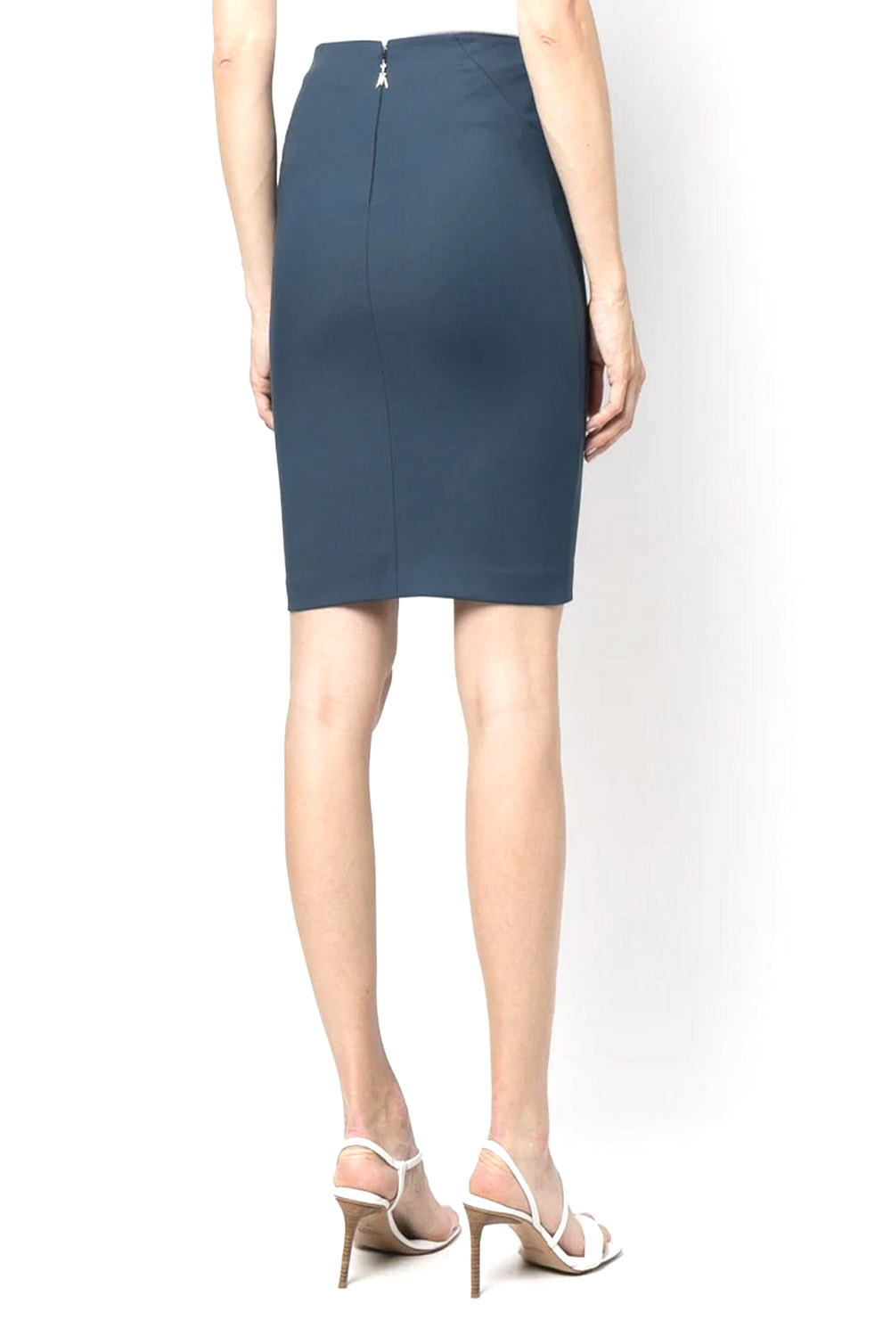 PATRIZIA PEPE Patrizia Pepe pencil skirt strech with fly logo in zipper Blue