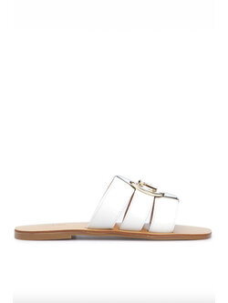 LIU JO Liu Jo Saba slippers with gold round logo White