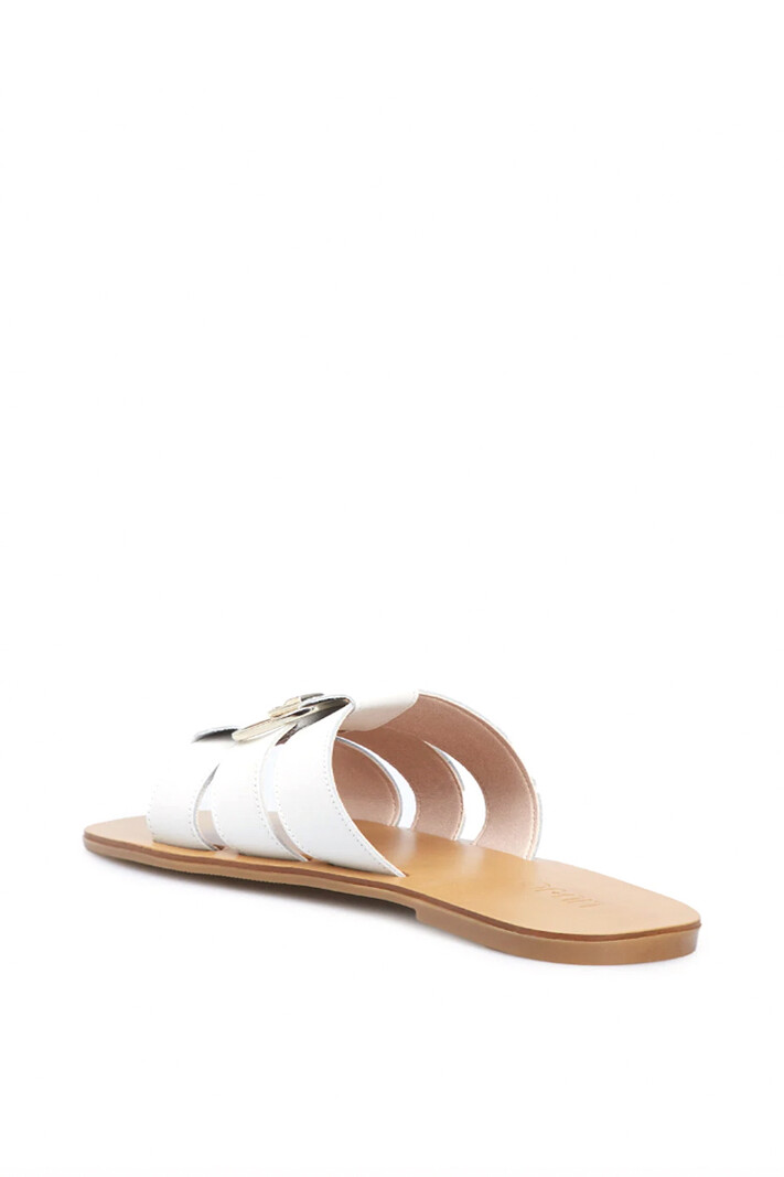 LIU JO Liu Jo Saba slippers met gouden rond logo Wit