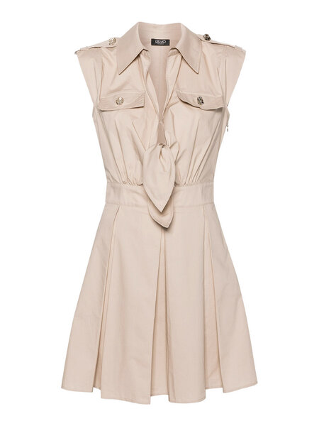 LIU JO ﻿﻿Liu Jo sleeveless dress with gold buttons and bow Beige