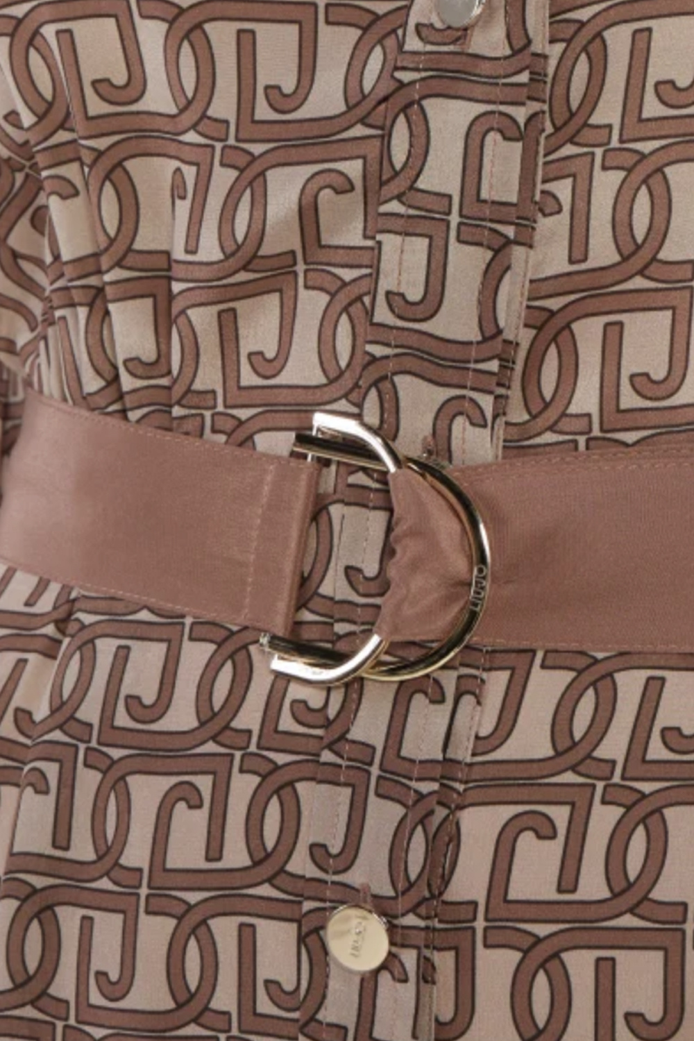 LIU JO Liu Jo jurk met gouden knopen en  logo print in Beige / Bruin