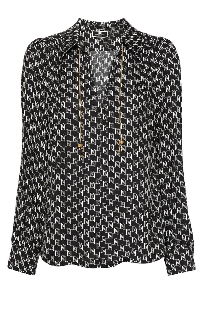 ELISABETTA FRANCHI Elisabetta Franchi blouse met logo Nero