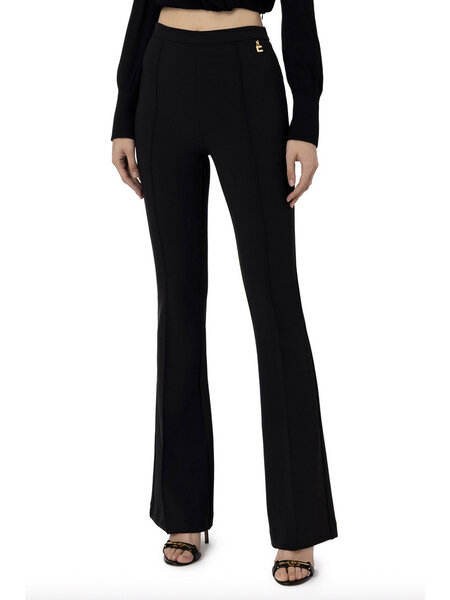 ELISABETTA FRANCHI Elisabetta Franchi flaired pantalon met bedeltje Nero / Zwart