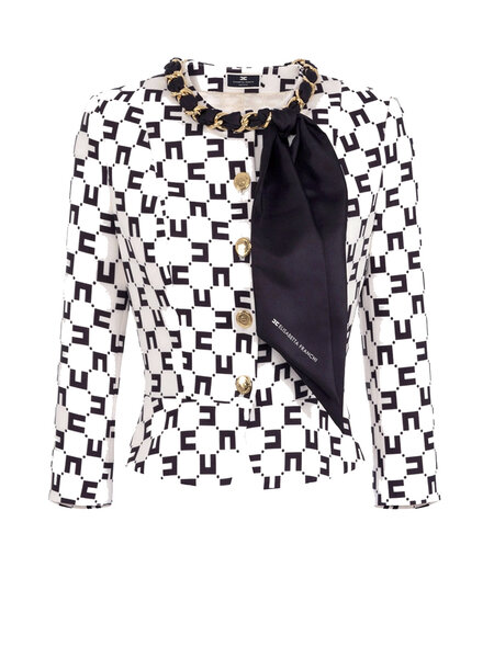 ELISABETTA FRANCHI Elisabetta Franchi jacket in print inclusief sjaaltje Burro / room Wit