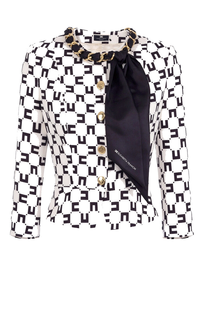 ELISABETTA FRANCHI Elisabetta Franchi jacket in print inclusief sjaaltje Burro / room Wit