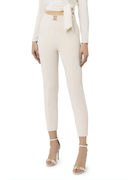 ELISABETTA FRANCHI Elisabetta Franchi pants with logo at waist Burro / Cream White