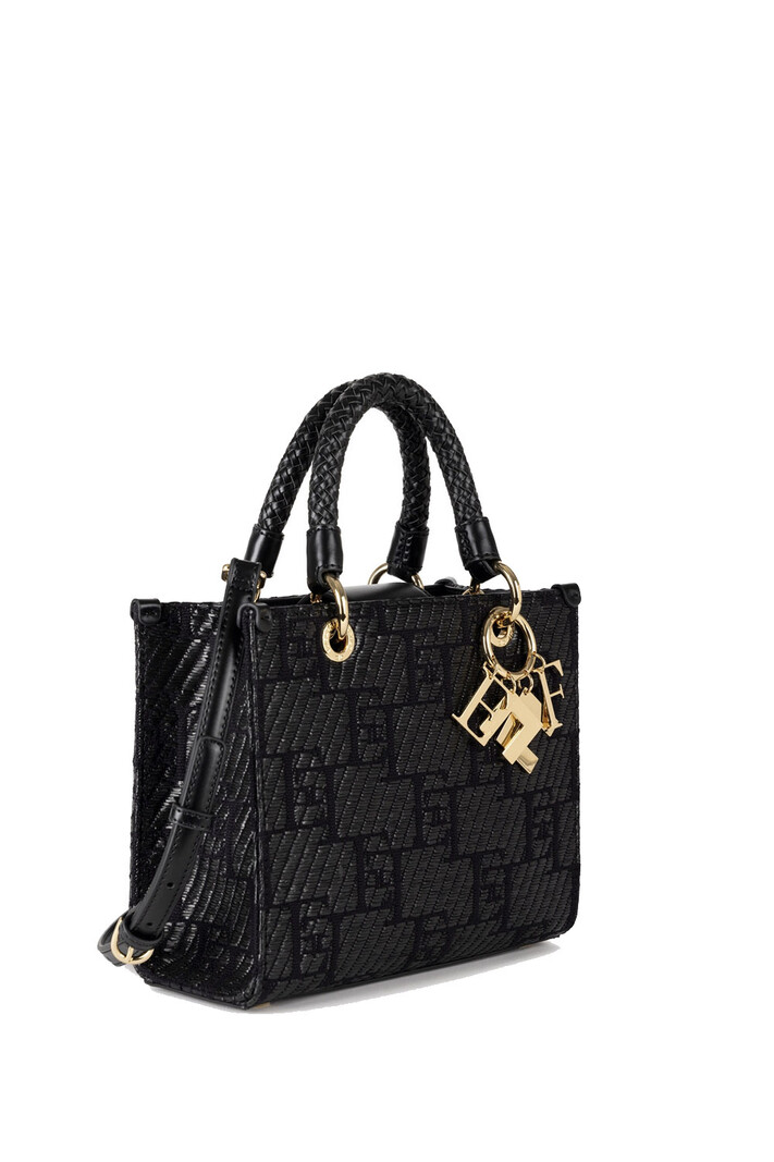 ELISABETTA FRANCHI Elisabetta Franchi small fabric shopper with charms / Charms Black