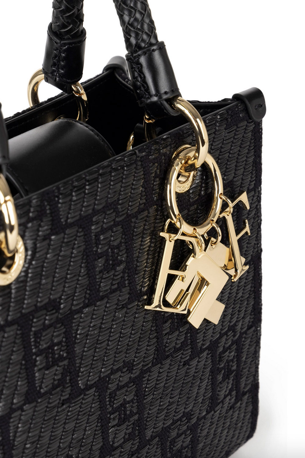 ELISABETTA FRANCHI Elisabetta Franchi small fabric shopper with charms / Charms Black