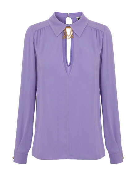 ELISABETTA FRANCHI Elisabetta Franchi blouse met bedeltjes bij hals Iris / Paars