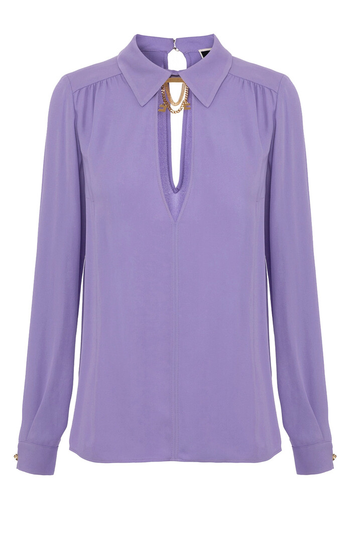ELISABETTA FRANCHI Elisabetta Franchi blouse with charms at neck Iris / Purple