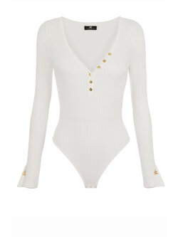 ELISABETTA FRANCHI Elisabetta Franchi body jersey with V neck White
