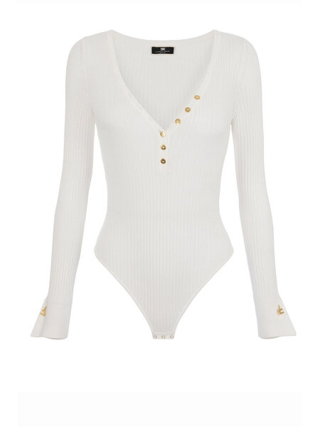 ELISABETTA FRANCHI Elisabetta Franchi body jersey with V neck White