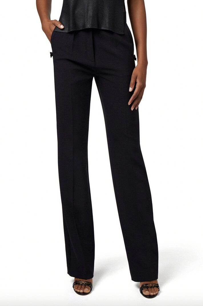 ELISABETTA FRANCHI Elisabetta Franchi loose-fitting pants with logo at pocket Black