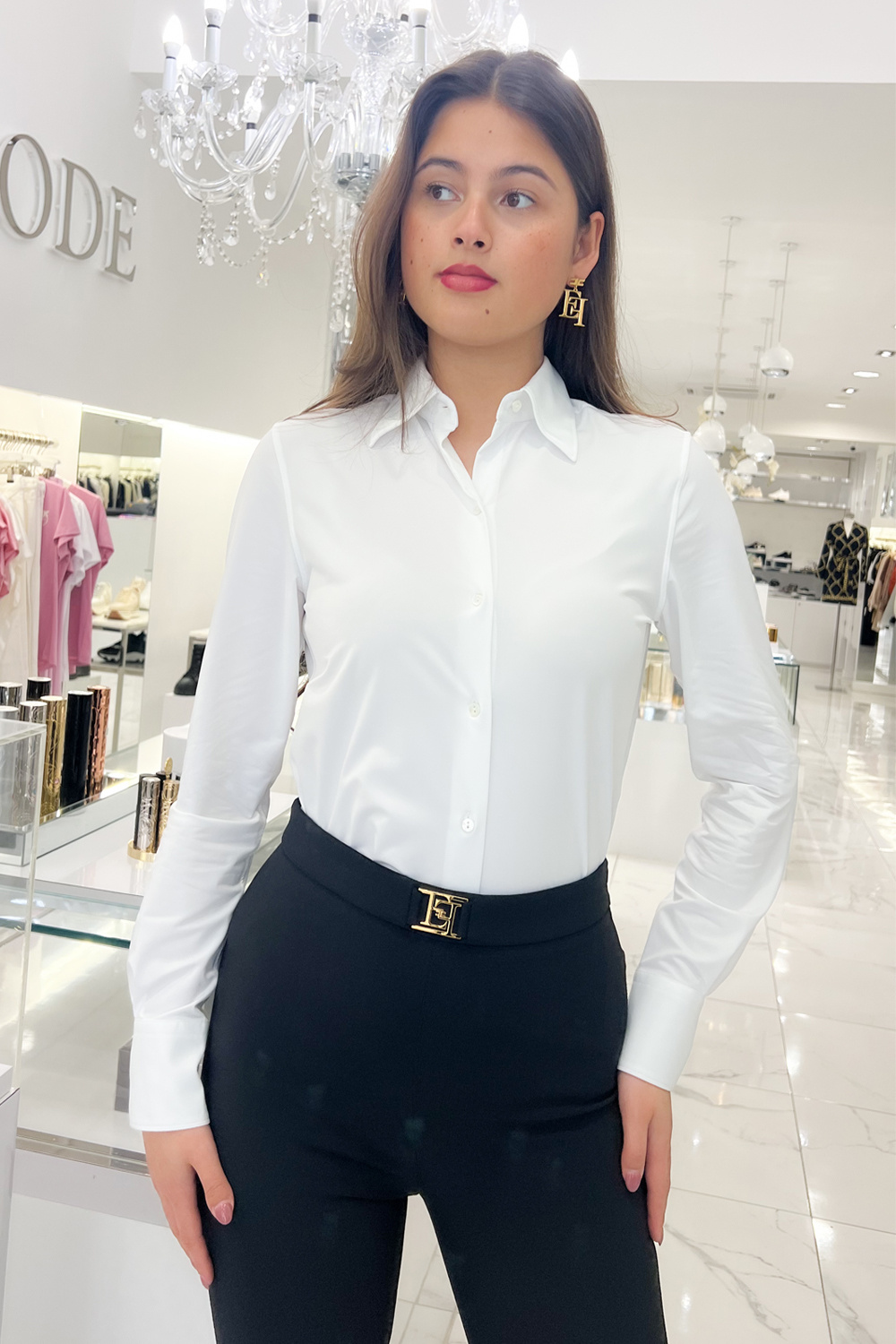 XACUS Xacus Woman / Dames Active blouse Sara - Italiaans Slim Fit - Wit