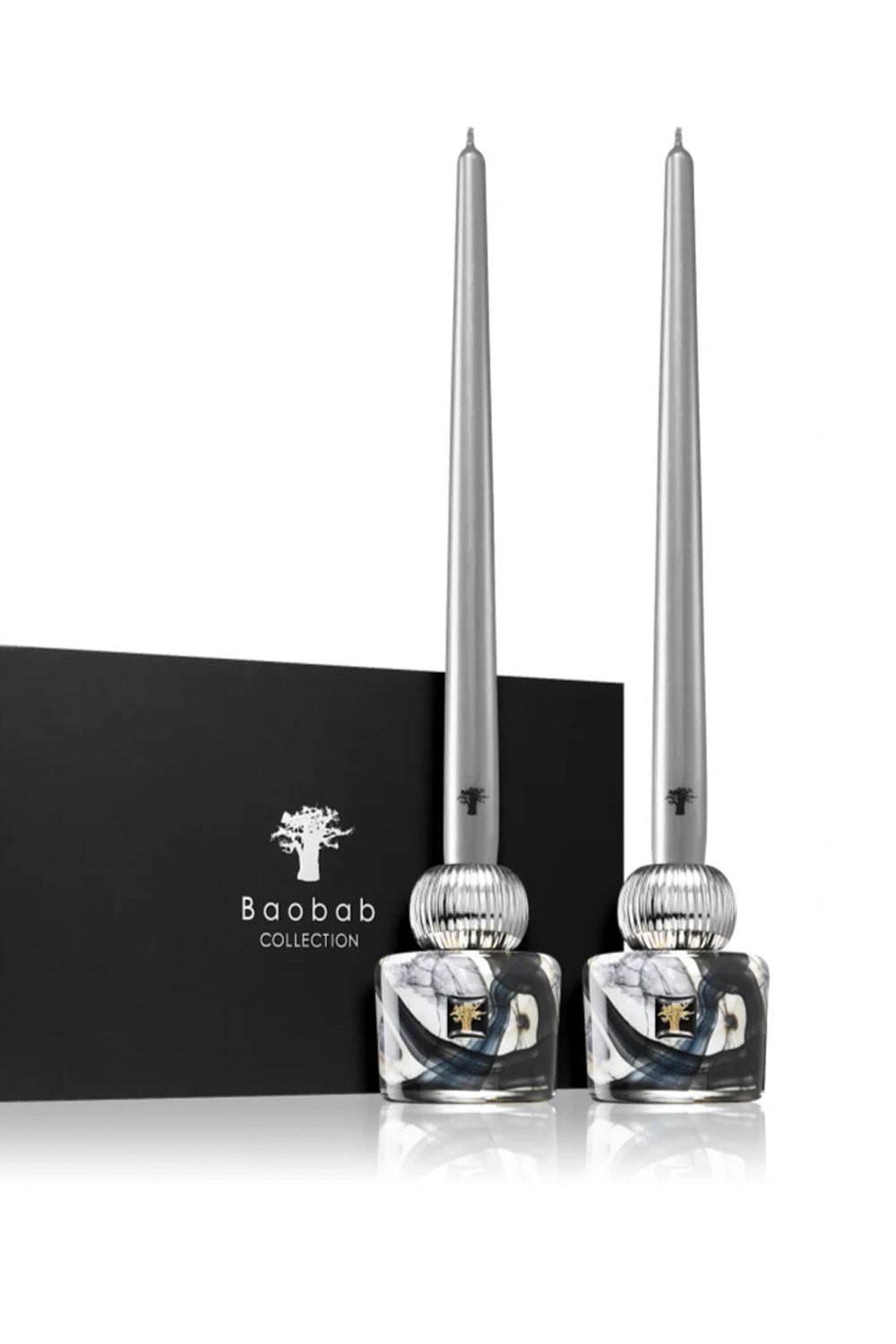 BAOBAB COLLECTION Baobab collection Twins: 2 kandelaars inclusief kaarsen Stones Marble