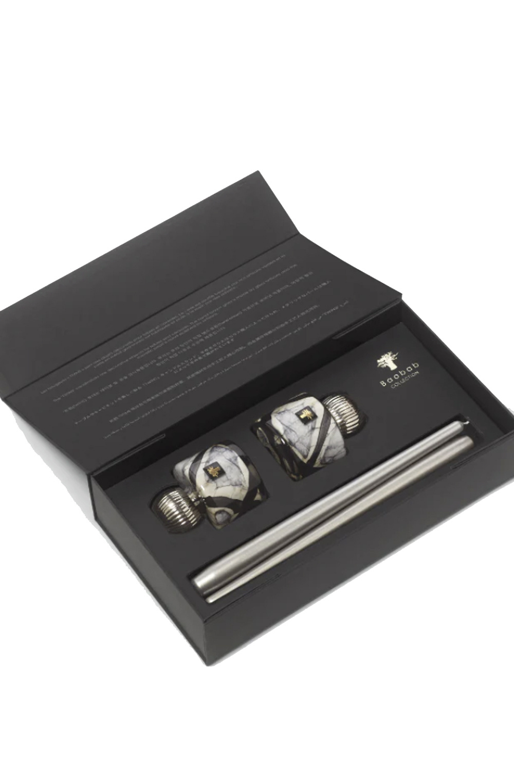 BAOBAB COLLECTION Baobab collection Twins: 2 kandelaars inclusief kaarsen Stones Marble