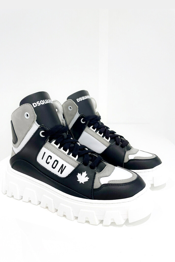 DSQUARED2 Dsquared2 high sneakers grijs wit Zwart. ( maat 40 is een maat 39 +40)