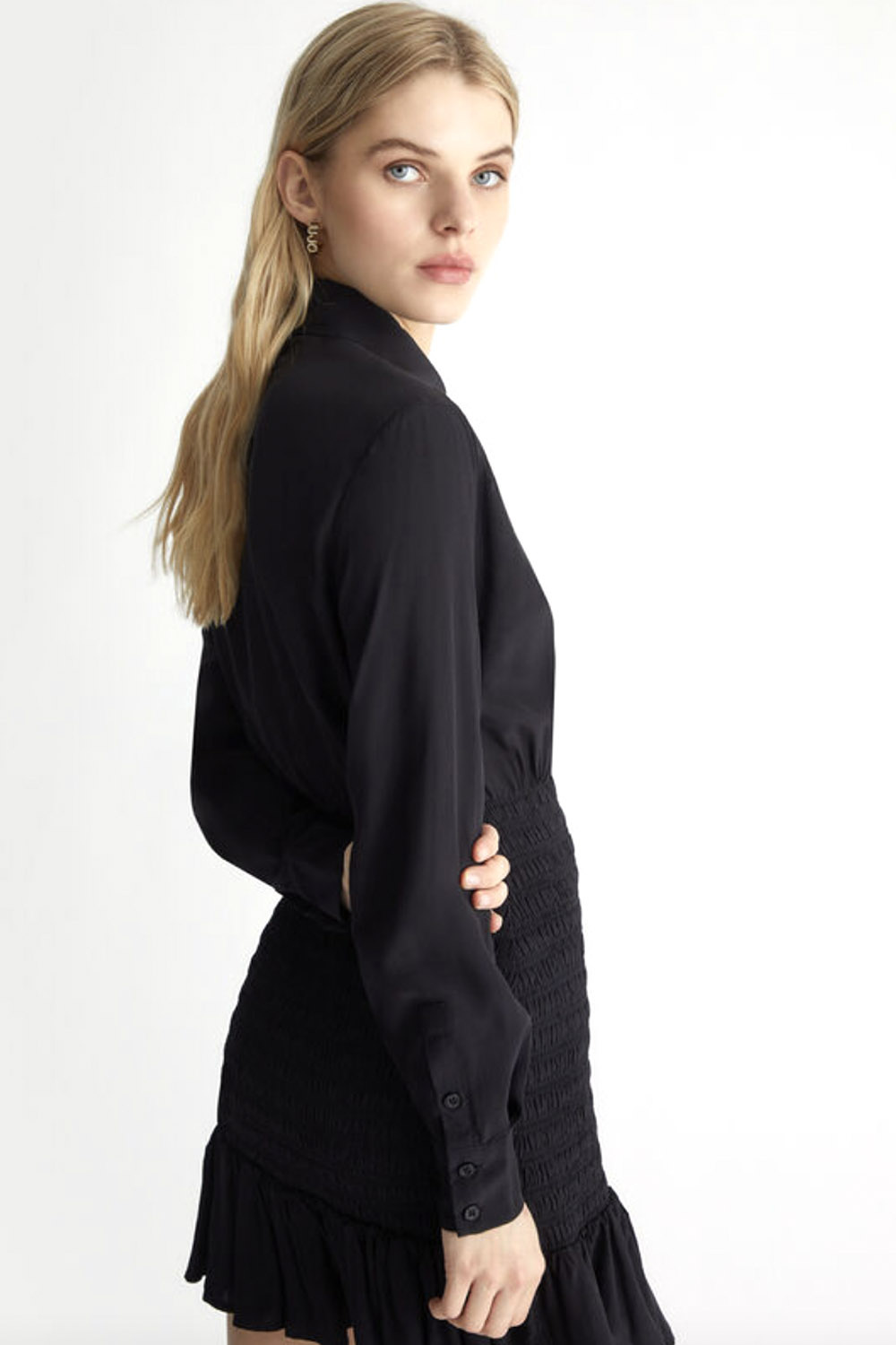 LIU JO Liu Jo getailleerde jurk met strech elastiek aan onderzijde Zwart