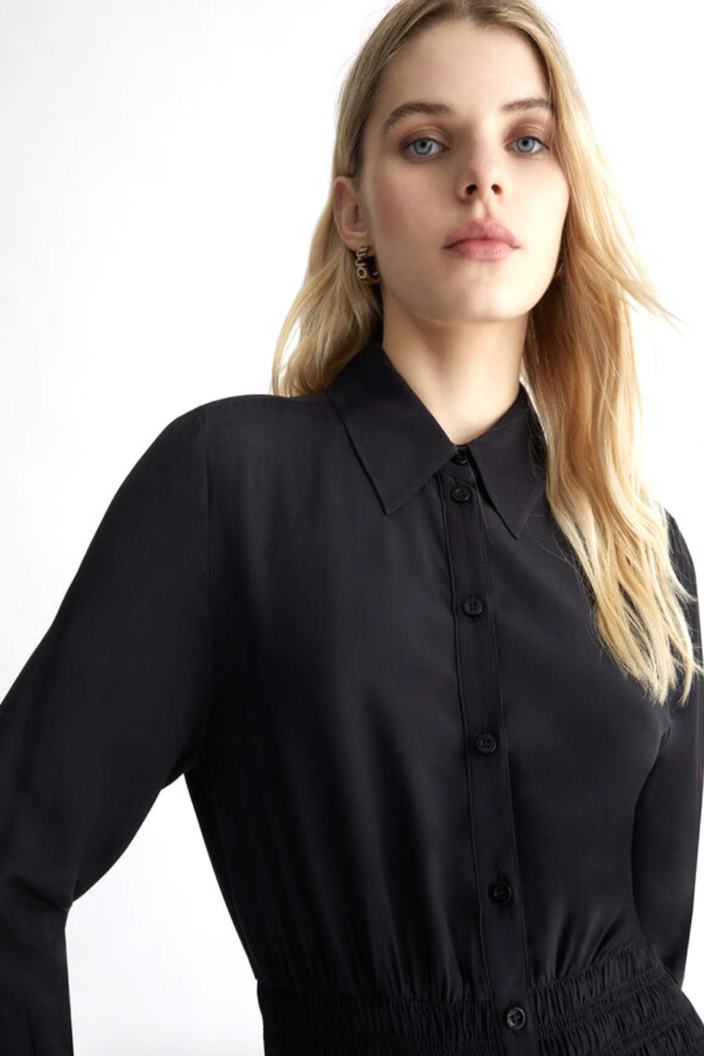 LIU JO Liu Jo getailleerde jurk met strech elastiek aan onderzijde Zwart