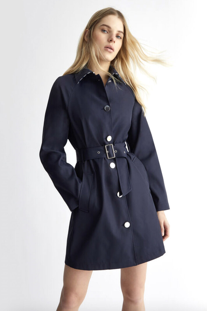 LIU JO  jo Trench coat with silver buttons navy Blue