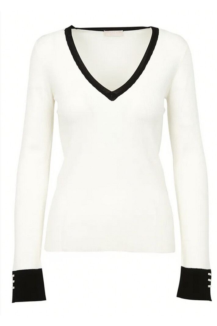 LIU JO Liu Jo V neck long sleeve top White