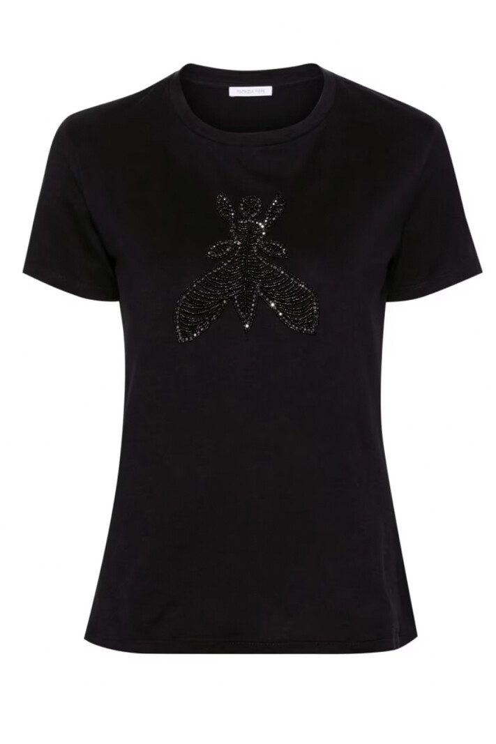 PATRIZIA PEPE Patrizia Pepe tshirt met  logo in strass Zwart