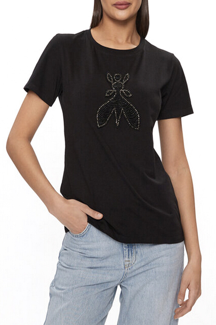 PATRIZIA PEPE Patrizia Pepe tshirt met  logo in strass Zwart