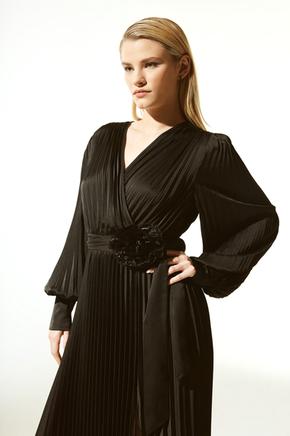 JOSEPH RIBKOFF Joseph Ribkoff  langere jurk met roos Zwart