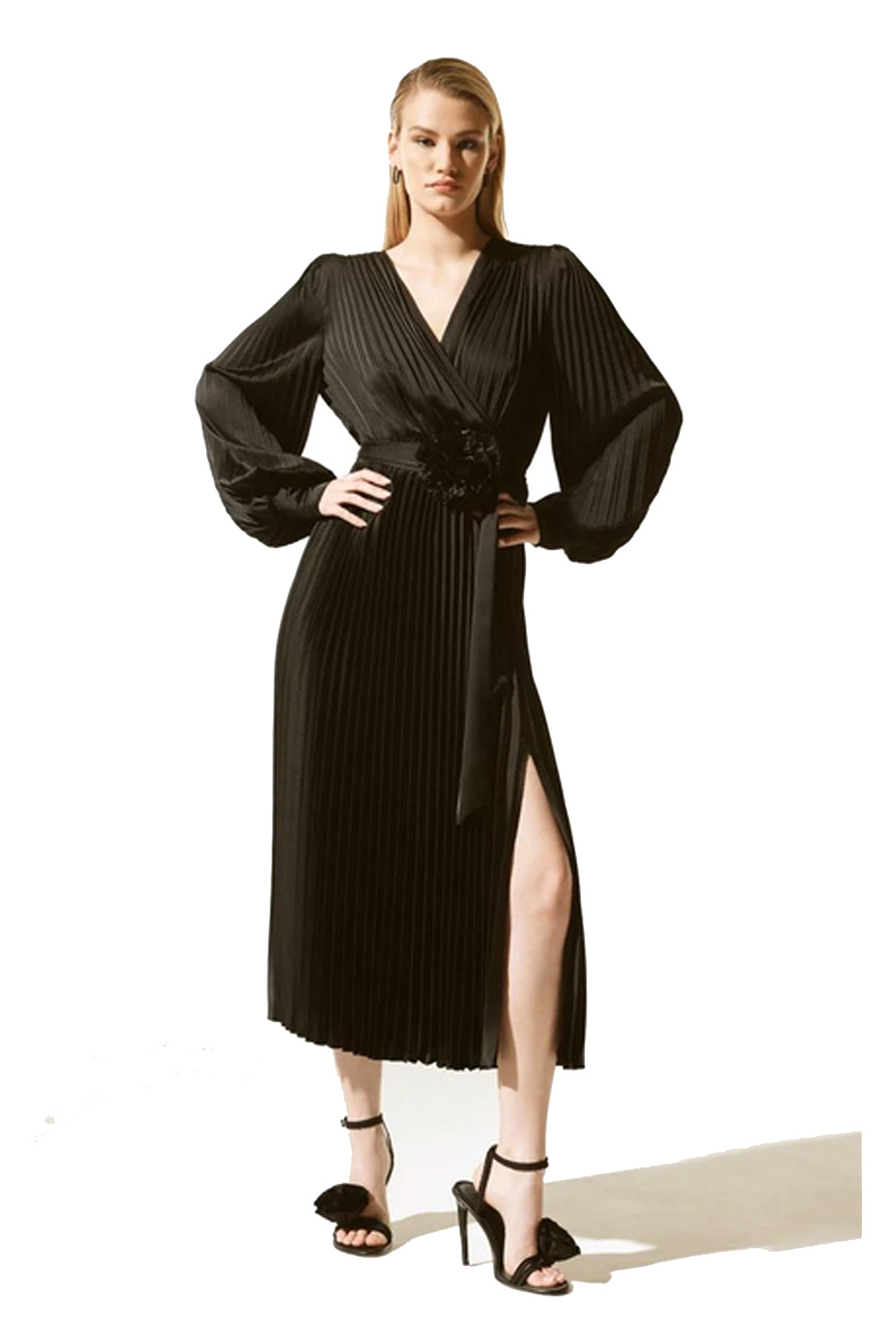 JOSEPH RIBKOFF Joseph Ribkoff  langere jurk met roos Zwart