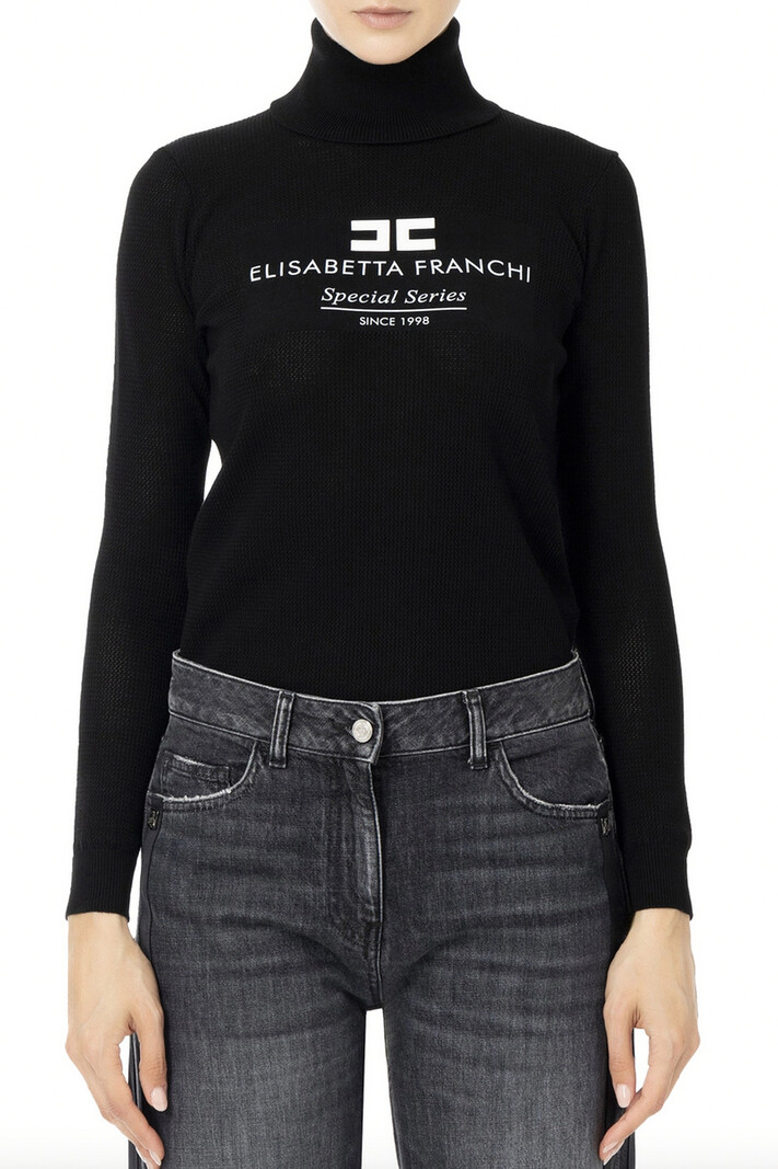 ELISABETTA FRANCHI Elisabetta Franchi coltrui met wit logo  met neteffect Zwart