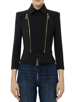 ELISABETTA FRANCHI Elisabetta Franchi jacket with peplum and zipper Black