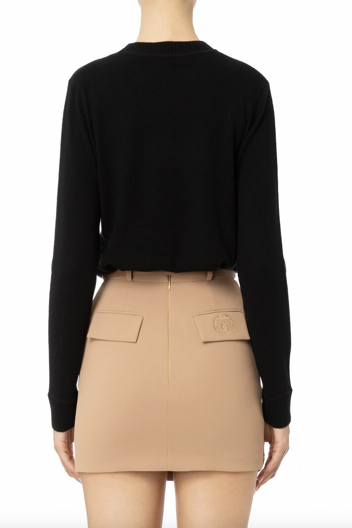 ELISABETTA FRANCHI Elisabetta Franchi cashmere sweater met logo Zwart