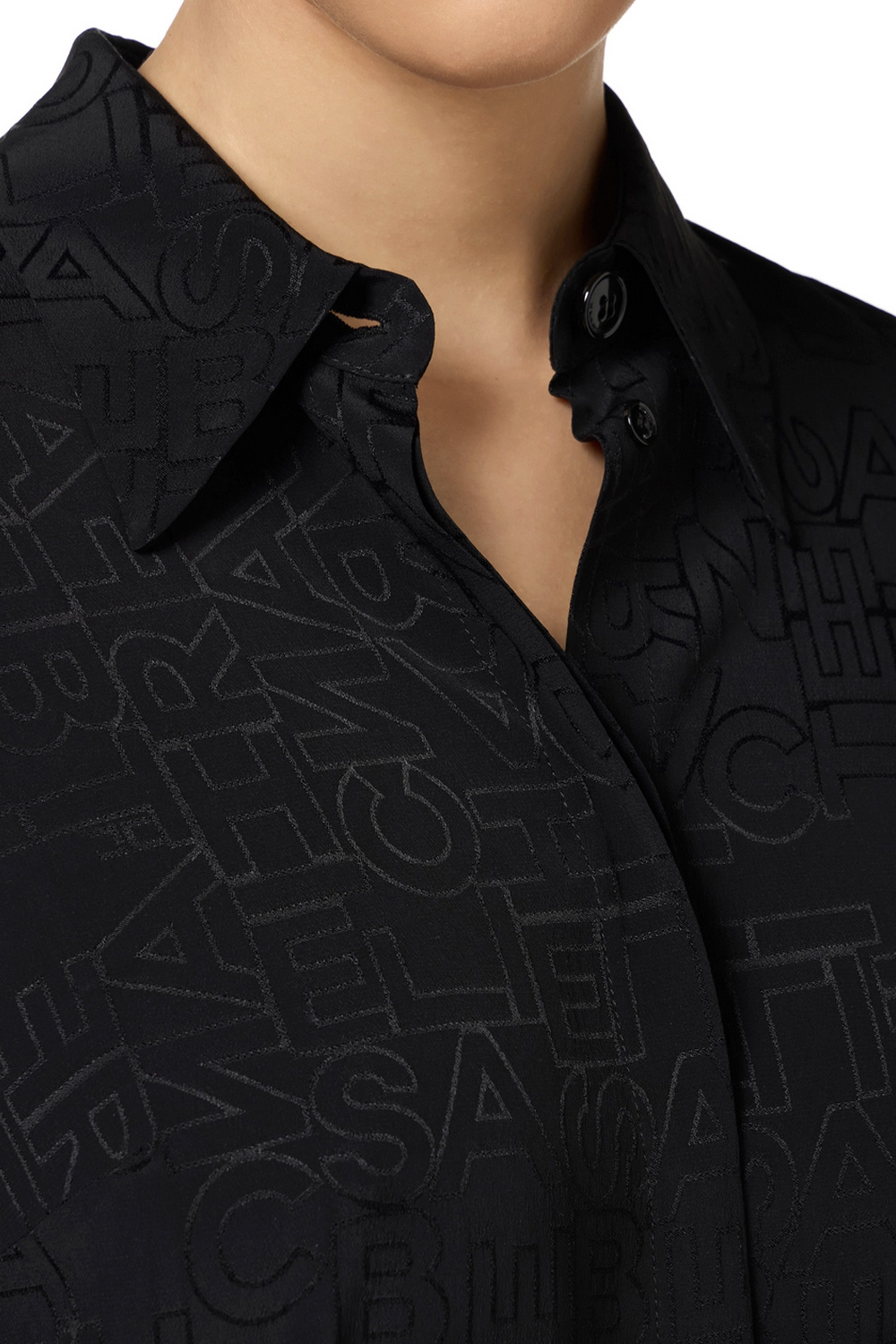 ELISABETTA FRANCHI Elisabetta Franchi blouse in jacquard logo print in same color Black