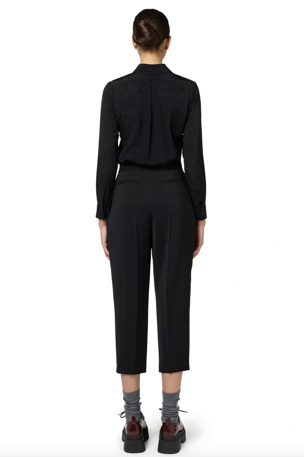 ELISABETTA FRANCHI Elisabetta Franchi blouse in jacquard logo print in same color Black