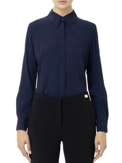 ELISABETTA FRANCHI Elisabetta Franchi blouse in jacquard logo print in same color Blue