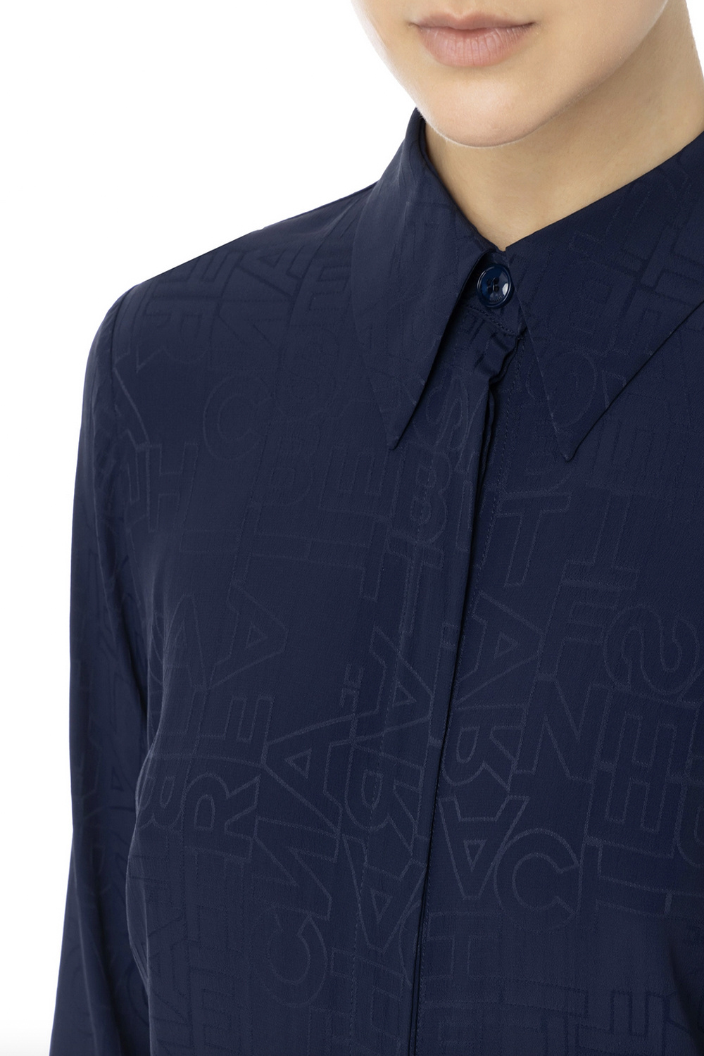 ELISABETTA FRANCHI Elisabetta Franchi blouse in jacquard logo print in same color Blue