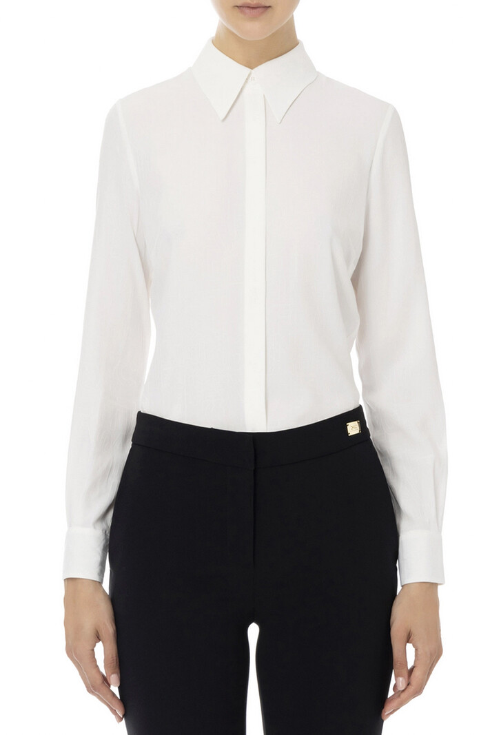 ELISABETTA FRANCHI Elisabetta Franchi blouse in jacquard logo print in zelfde kleur  Wit