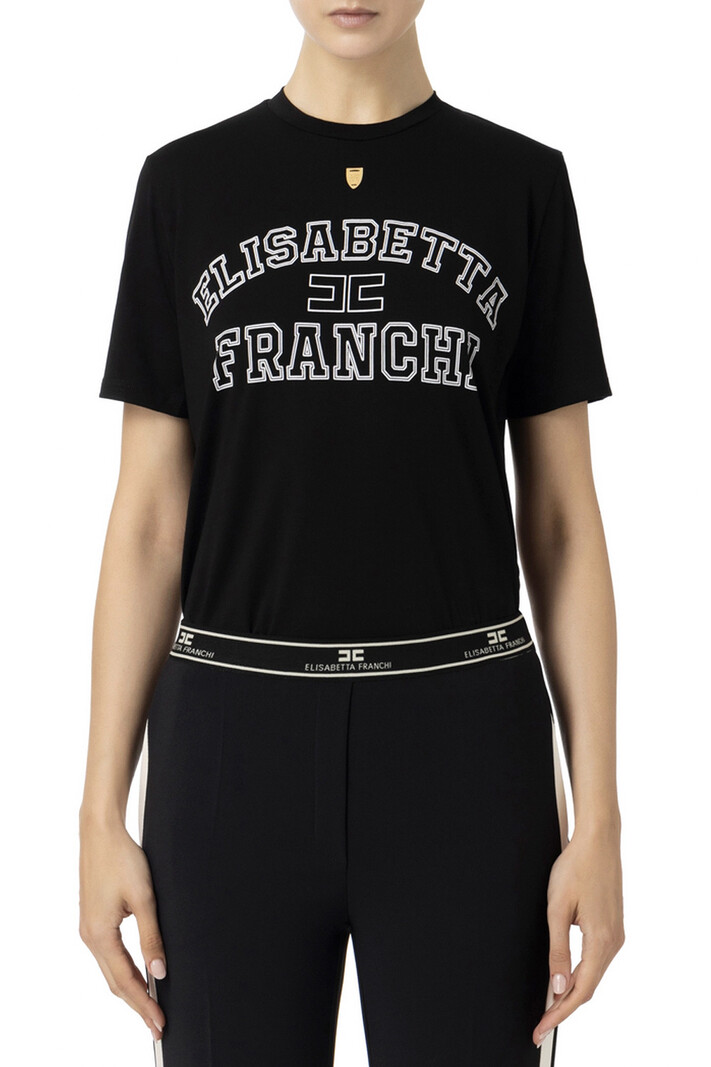 ELISABETTA FRANCHI Elisabetta Franchi tshirt with college logo Black