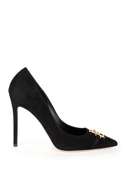 ELISABETTA FRANCHI Elisabetta Franchi suede pump met gouden logo Zwart