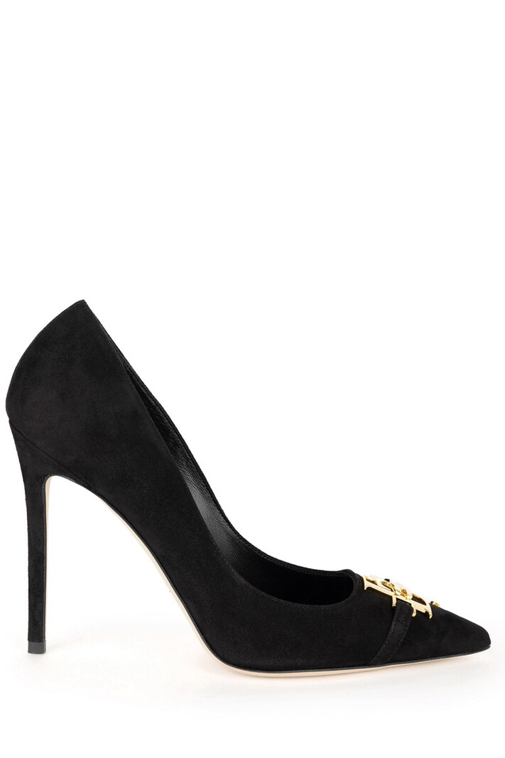 ELISABETTA FRANCHI Elisabetta Franchi suede pump with gold logo Black