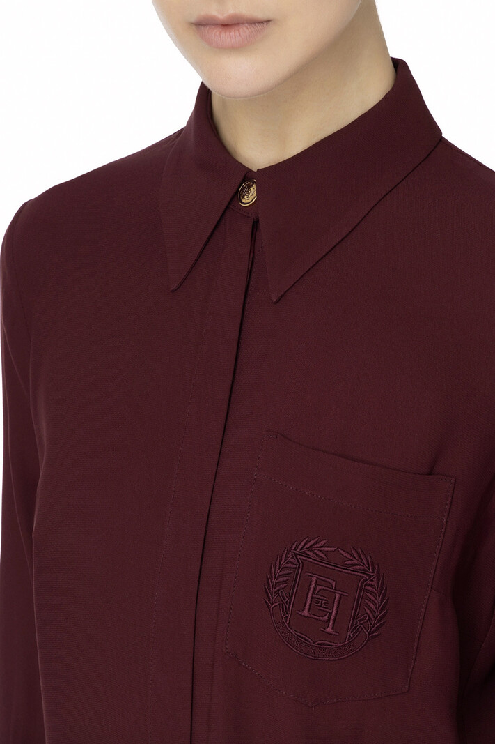 ELISABETTA FRANCHI Elisabetta Franchi blouse embroidered logo on breast pocket Rouge Noir / Bordeau red