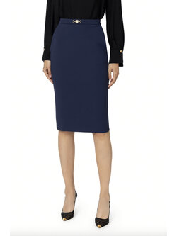 ELISABETTA FRANCHI Elisabetta Franchi midi koker rok Navy Blauw