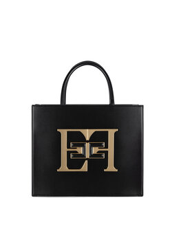 ELISABETTA FRANCHI Elisabetta Franchi medium large bag with gold logo Black